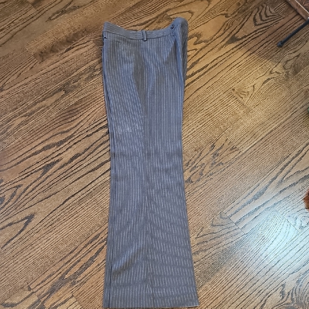 BCBGMaxAzria Women's Low-Rise Flare Charcoal Pinstripe Pants